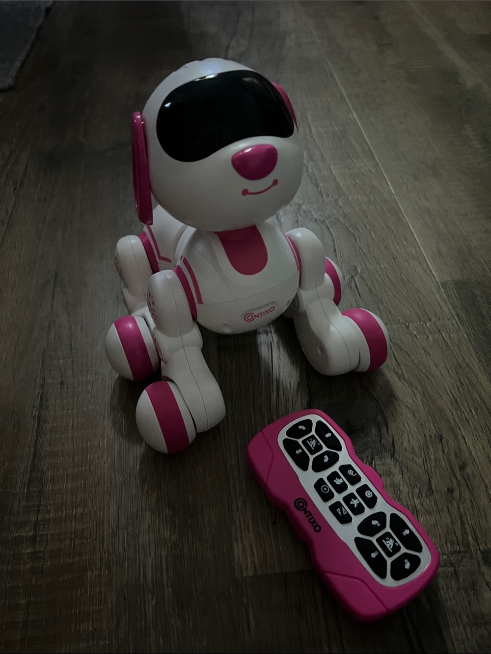Pink & White Interactive Robot Puppy Toy with Remote